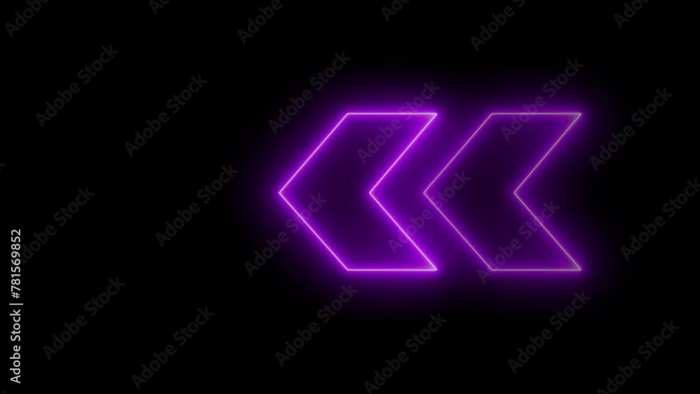 Abstract neon arrow loading animation. Neon arrow sign animation on black background. Abstract neon arrow loading animation. Neon arrow sign animation on black background.