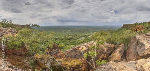 Panoramic view of the surrounding countryside from the Waterberg plateau in Namibia during the day