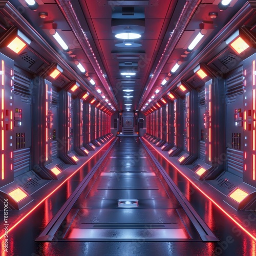 Luminous Futuristic Tunnel of Technological Illumination and Dimensional Design