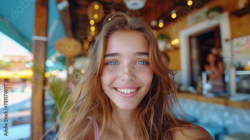 Woman With Long Hair Smiling at Camera