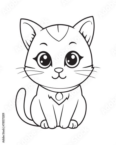 Fototapeta Naklejka Na Ścianę i Meble -  Cute Cat Vector, Cat Coloring Page, Beautiful Cat Black and White, Cat Vector illustration 