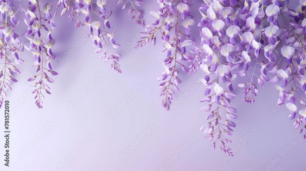 a wisteria floral banner accentuated by a purple gradient background, offering a spacious blank area ideal for customized content. a wisteria floral banner accentuated by a purple gradient background, offering a spacious blank area ideal for customized content.