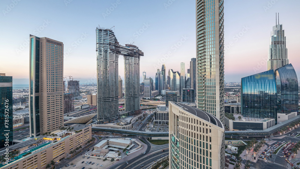Obraz premium Aerial view of new and tall buildings Timelapse
