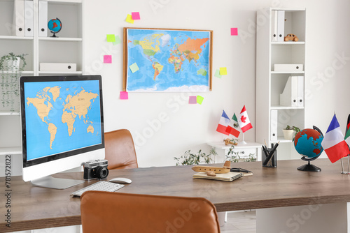 Computer screen with world ...