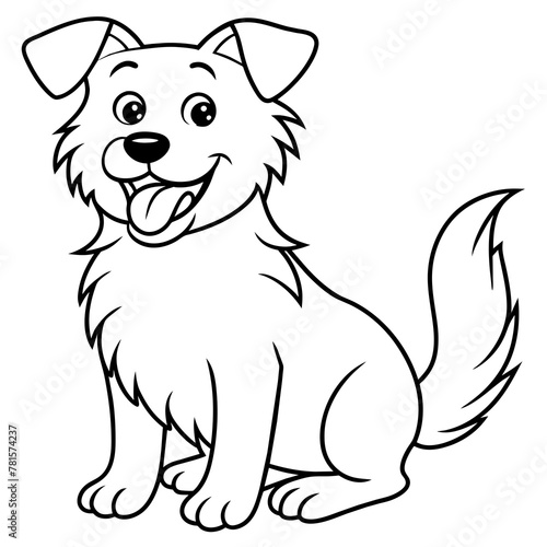 Playful dog in continuous line art drawing style