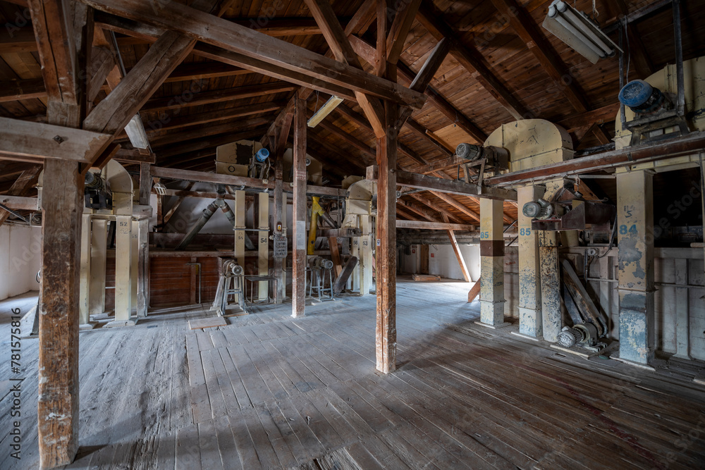 Fototapeta premium Over 150-Year-Old 19th century Abandoned Brick Grain Mill Powered by Electricity