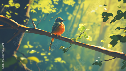 Pássaro na floresta - Ilustração photo