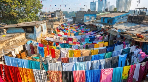 Mumbai. Dhobi Ghat's vibrant laundry scene, world's largest open-air washing display © cvetikmart