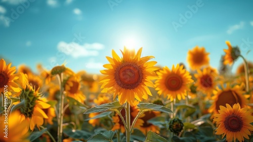 Sunflowers in a Blue Sky