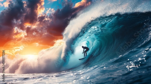 Man Riding Wave on Surfboard © yganko