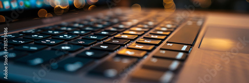 Close-Up Perspective View on Laptop Computer Keyboard
