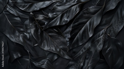 Textures of abstract black leaves 