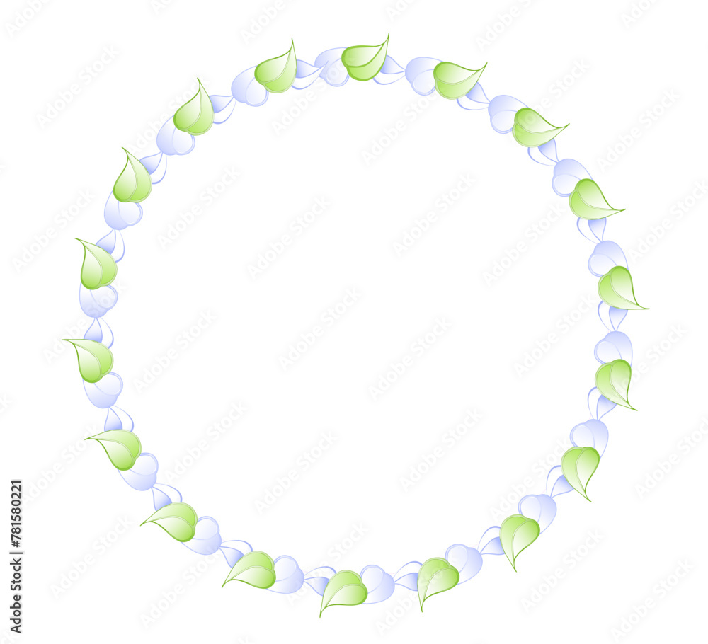 Green and lavender frame circle made of leaves Green and lavender frame circle made of leaves