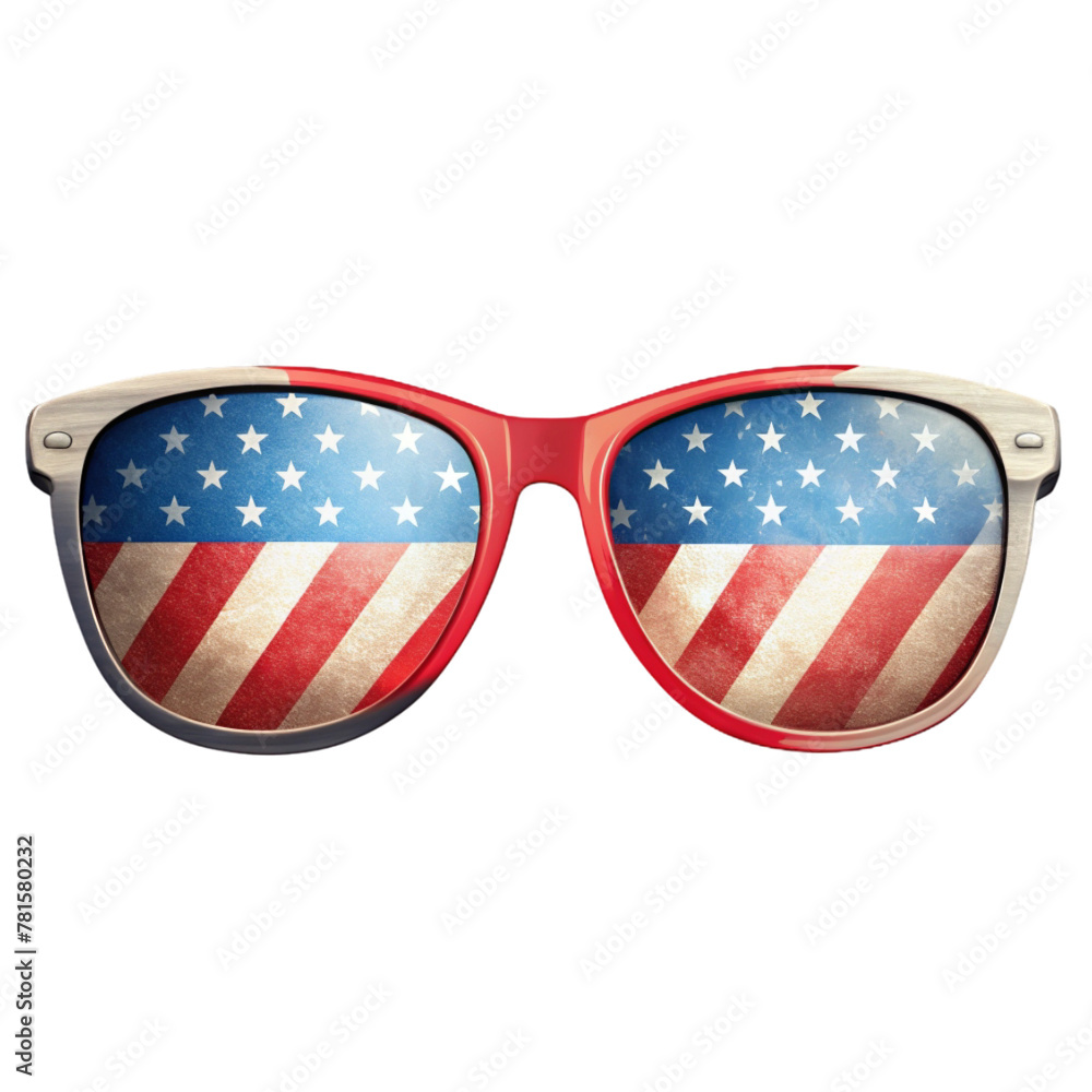 A pair of sunglasses with frames reflecting the red color A pair of sunglasses with frames reflecting the red color