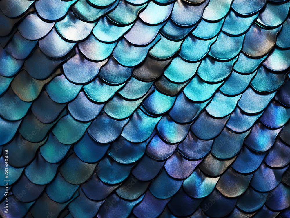 Mermaid scale texture in black-blue hues forms abstract background Mermaid scale texture in black-blue hues forms abstract background