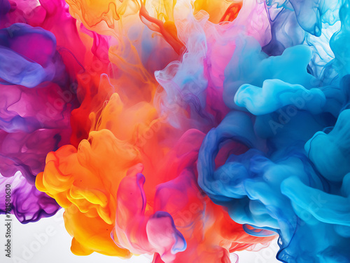Colorful watercolor art on white backdrop offers abstract background
