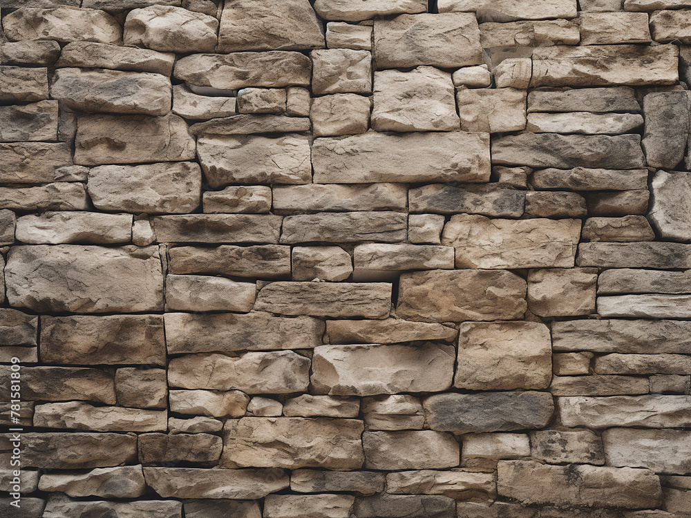 Fototapeta premium Textured background showcases a high-detail stone wall fragment