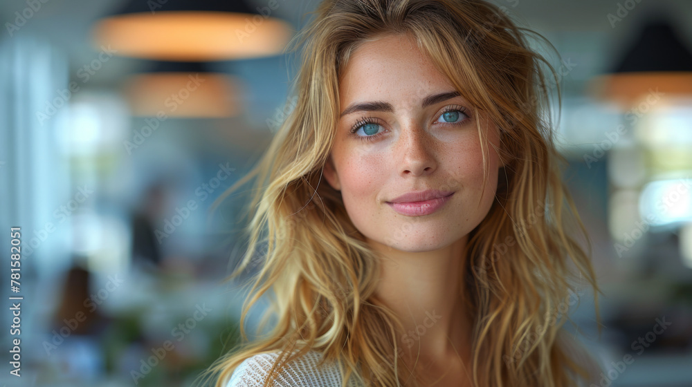 Beautiful business lady is looking at camera and smiling while working in office. Beautiful business lady is looking at camera and smiling while working in office.