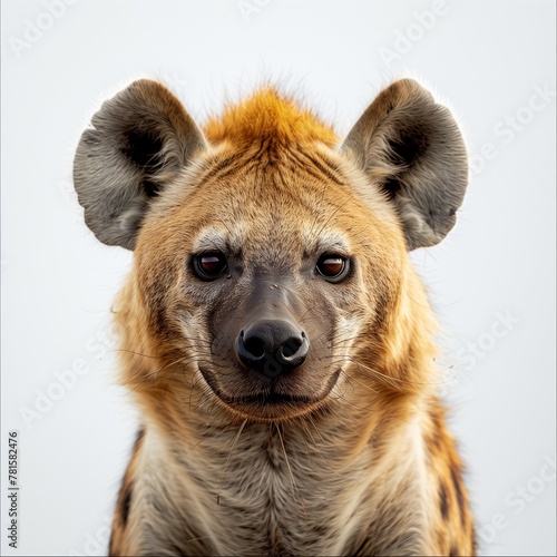 a close up of a hyena on a white background