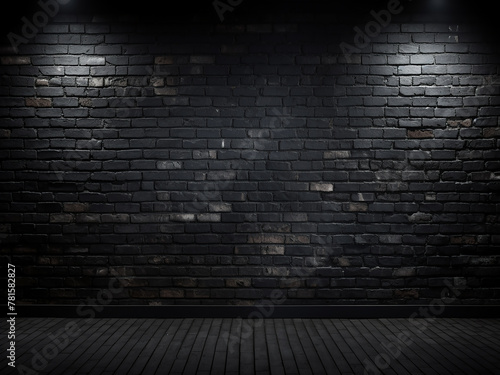 Dark background of a black brick wall for design purposes