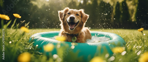 Splash of Delight: Joyful Dog Cooling Off Generative AI