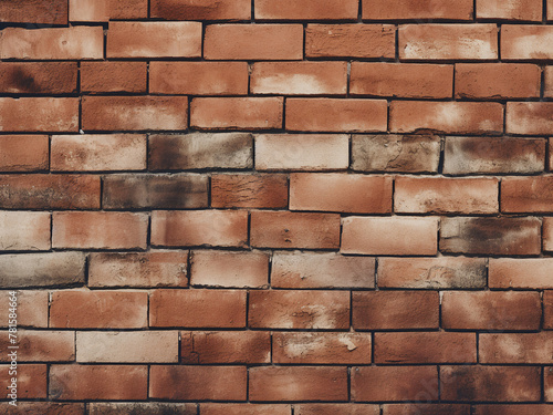 Ceramic brick tiles compose seamless brick wall
