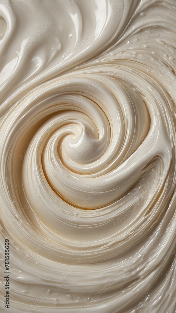 Mesmerizing swirl of creamy, white substance captures viewers attention