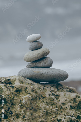 Stones piled in balanced stack