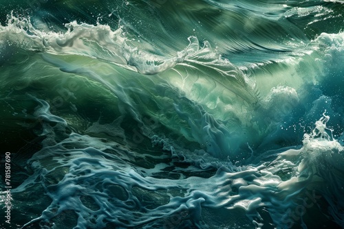Sculptural Aqua Sea Wave Detail