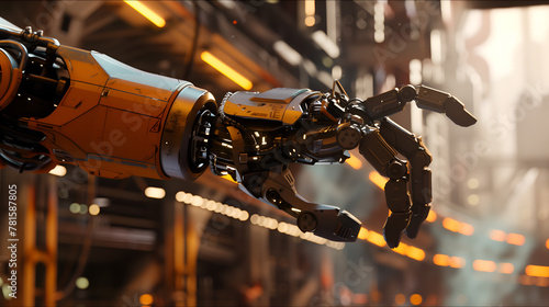 Robot arm is working in the production department in factory