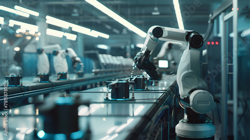 Robot arm is working in the production department in factory