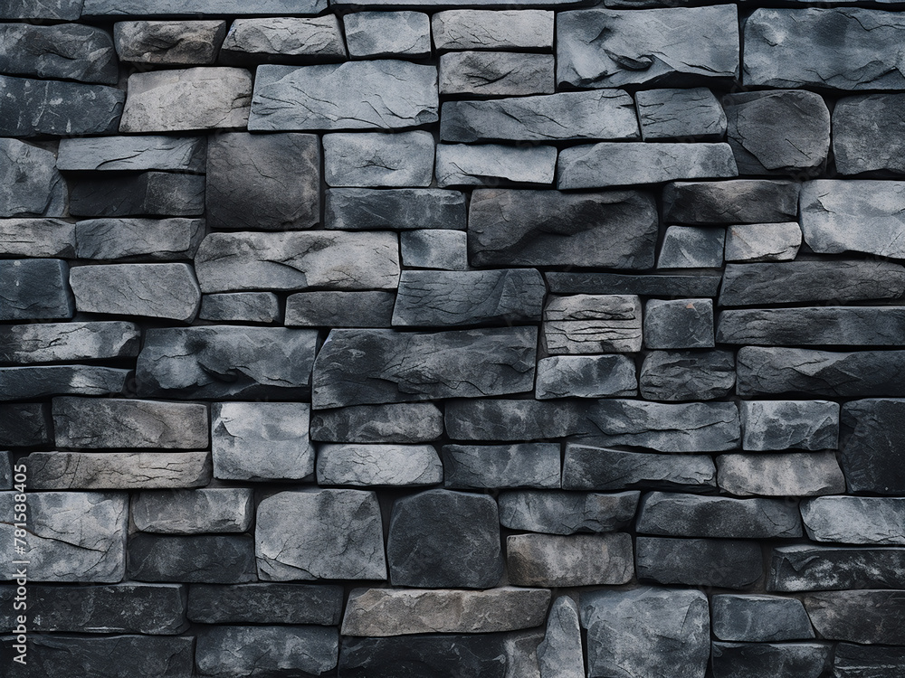 Stone brick texture in gray and black, offering ample copy space for background Stone brick texture in gray and black, offering ample copy space for background