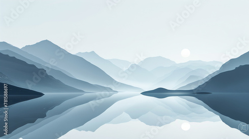 Minimalist artwork with a focus on clean lines and a subtle gradient  creating a visual journey of calm and serenity.