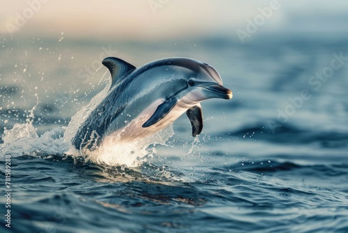 Oceanic Dolphin Catching Air Amidst Sea Spray