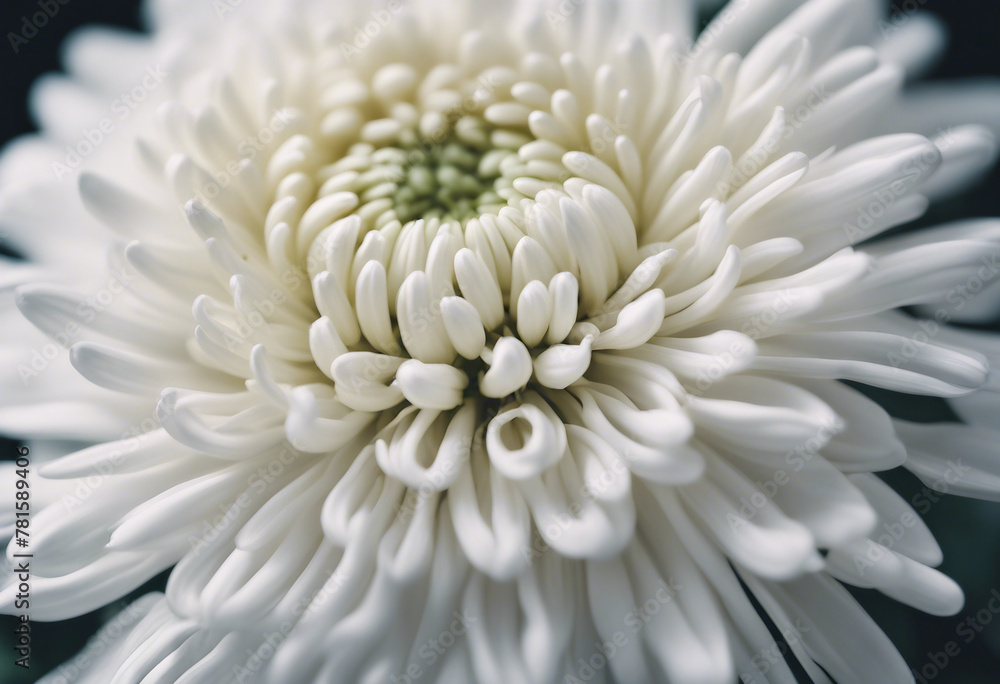 White chrysanthemum flower on dark background
