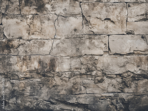 Cracked cement texture on grunge stone wall © Llama-World-studio