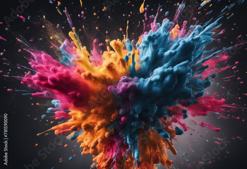Colorful paint explosion on black background Colorful abstract background