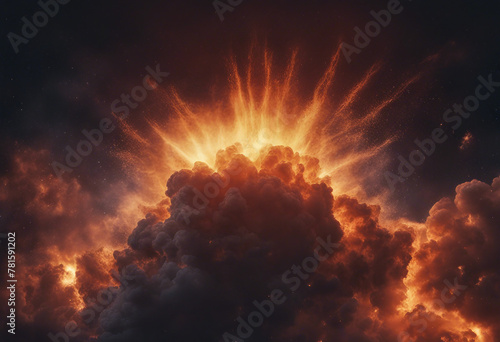 In the beginning God created the heavens and the earth Genesis 1 1 Fiery explosion on a dark background