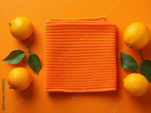 Orange kitchen dishcloth displayed in top-down perspective photo