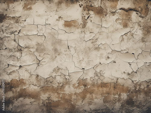 Cracked surface of old cob wall provides vintage background