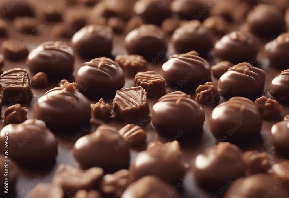 A chocolate background with pralines A chocolate background with pralines