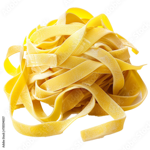 Italian pasta fettuccine nest isolated on transparent background.
