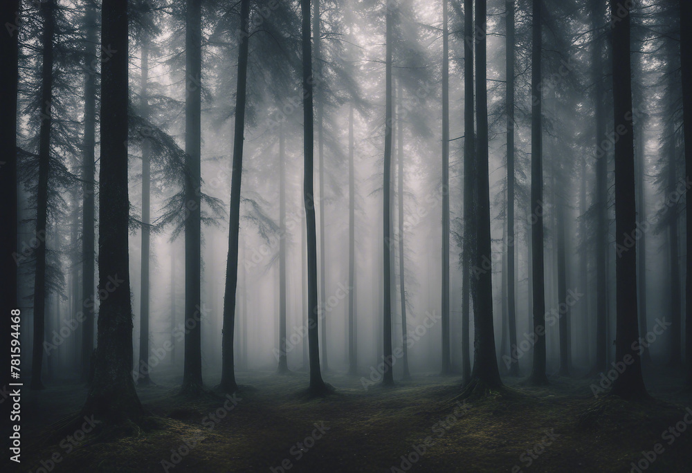 Fototapeta premium Amazing mystical rising fog forest trees landscape in black forest blackforest (Schwarzwald) Germany