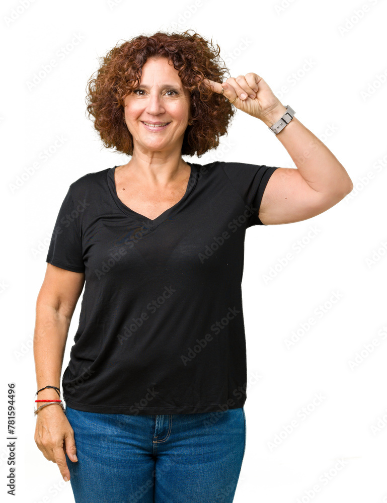 Beautiful middle ager senior woman over isolated background Smiling pointing to head with one finger, great idea or thought, good memory Beautiful middle ager senior woman over isolated background Smiling pointing to head with one finger, great idea or thought, good memory
