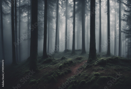 Amazing mystical rising fog forest trees landscape in black forest blackforest (Schwarzwald) Germany © FrameFinesse