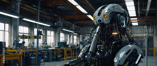 Wallpaper Mural Automated Guided Vehicles And Robots Working On Factory illuminated factory  Torontodigital.ca