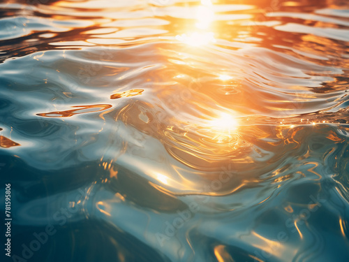 Sunlight sparkles, forming a ripple reflection on water