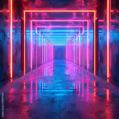 Neon Trance  A mesmerizing and hypnotic composition featuring vibrant neon lights and pulsating rhythms, inducing a trance-like state in the viewer photo