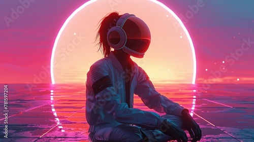 Synthwave Euphony  A euphonic and harmonious composition inspired by the synthwave genre, featuring retro-futuristic aesthetics and pulsating electronic melodies photo