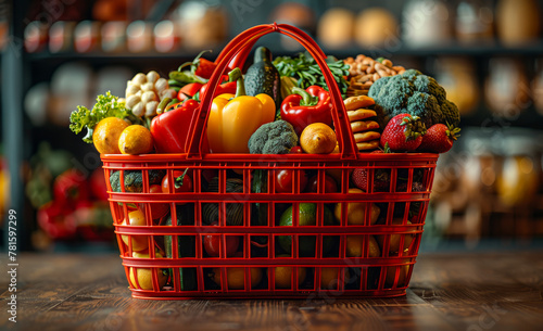 Fresh organic vegetables in shopping basket